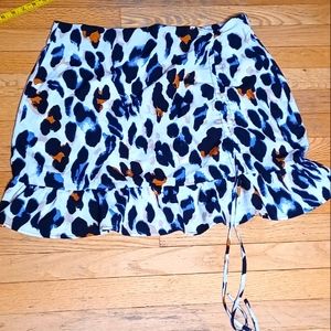 SHEIN Unity Leopard Print Ruched Drawstring Mini Skirt